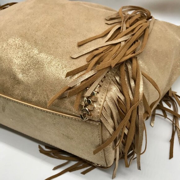Lilly Pulitzer Metallic Gold Fabric Fringe Tote Bag - Picture 6 of 10